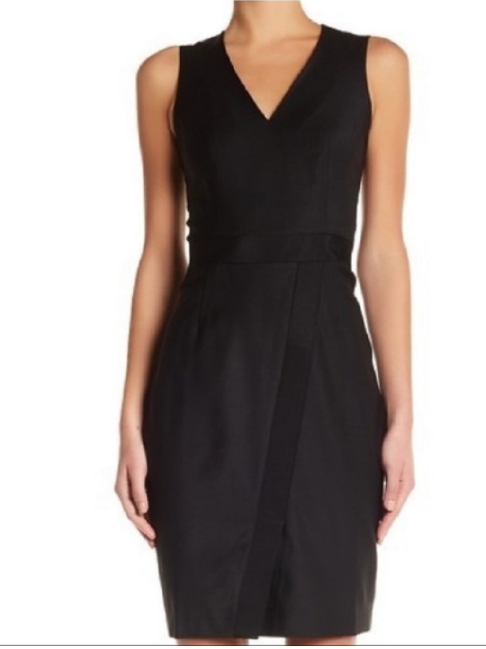 LOFT Black V-Neck Sleeveless Sheath Dress